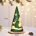 Green cone-shaped Christmas tree lamp with reindeer cutouts and warm glowing light - Large Green (25x9.5cm)