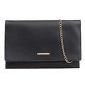 Luminous geometric lattice envelope clutch bag with gold chain strap in black finish - Black