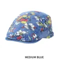 Berretto retrò in denim blu medio con motivi floreali vivaci e fibbia regolabile - Taglia unica(56-58cm) / Blu medio