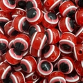 Spherical red resin Evil Eye beads with stripes for jewelry making and DIY crafts - Red