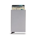 Slim matte silver aluminum RFID blocking card holder with automatic pop-up mechanism - Gray