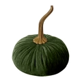 Green velvet decorative pumpkin with a golden stem for home wedding or holiday decor - 7cm / Olive Green