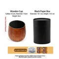 Handcrafted carbonized jujube wood cup with natural grain and cylindrical gift box - 120ML / Charcoal Finish Belly Cup (With Black Gift Box)