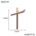Detail of Letter T pendant in gold and purple with size 1.4cm by 1.1cm and 0.7g weight - Letter T-Purple