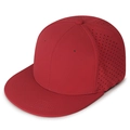 Red structured hip hop cap with breathable laser-cut holes and flat brim design - Stretch 57-58 / Red