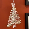 Ciondolo albero di Natale in acrilico trasparente con paillettes oro e argento - Albero di Natale / 10.5*13.5cm