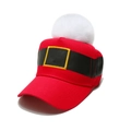 Berretto da baseball natalizio rosso con pompon bianco e cintura di Babbo Natale - M (56-58cm) / Pompon Bianco