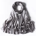 Detail shot of smooth grey satin scarf showing elegant silk texture and soft drape - Agate Grey