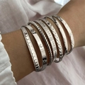 Set van 7 vintage zilveren armbanden met gegraveerde geometrische en bladpatronen - Zilver Gegraveerd 7 stuks