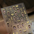Stickers ongles Halloween baroques M-1220 avec motifs fantômes et chauves-souris dorés - Style M-1220 Halloween Fantôme Feuille d'Or