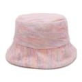 Sombrero de pescador de punto rosa con textura esponjosa y degradado colorido - M (56-58cm) / Rosa