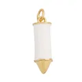 Golden pendant with white enamel pencil tip design and sparkling zircon inlay - Pencil Shape-White