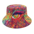 Détail d'un chapeau bob avec imprimé psychédélique et motif d'œil multicolore - M (56-58cm) / Œil Multicolore