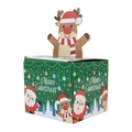 Green Christmas candy gift box with festive Santa and reindeer carton characters - Green