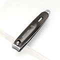 Professional black and silver stainless steel manicure clipper with MANICURE logo - Type A (Gun Grey) - Flat Nail Clipper