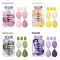 Set mit 7 weichen Make-up Schwämmen in Erdbeer, Mango, Avocado und Taro Farben - 7-teiliges Dickes Flaschenset / Gelbe Serie