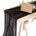 Chemin de table noir en gaze plissée pour décoration de mariage bohème élégante - Noir / 50*300cm