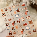 Schattige nagelstickers met honden, beren en bloemen patchwork patronen, model TS-4261 - TS-4261 Patchwork Serie - 5D Reliëf