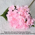 Single Stem Hydrangea with Leaves Pink