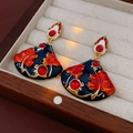 10# Silver Needle Oil-drip Maple Leaf Fan-shaped Earrings