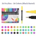 36-color dual tip watercolor marker set with black barrels and flexible brush tips - New Style Black 36 Colors Soft Tip