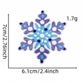 Detailed view of snowflake embroidered patch with dimensions 7cm x 6.1cm in blue and purple - Snowflake Patch 26#