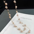 Elegant double-layered champagne pearl necklace with gold metal chain for women - Champagne Gold Pearl + Gold Chain