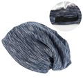 Detail of adjustable elastic strap inside the knit sleep cap with satin lining - Navy Blue