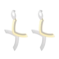 Chic irregular geometric dangle earrings in matte silver and gold mixed metal finish - Two-tone Gold & Silver Irregular Geometric Style (KE31254-D)