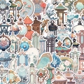 Detail van decoratieve Chinese stickers met lantaarns, vazen en bamboe ontwerpen - Antieke Items Stijl 2-50 Stuks