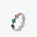 Rainbow s925 silver clover ring with multi-colored gemstones in dopamine style design - US Size 5 / Silver/Multicolor