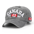 Vintage dark grey washed cotton baseball cap with 3D Canada embroidery and maple leaf flag - Gray