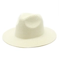 Dettaglio della trama circolare finemente tessuta sul cappello di paglia a tesa larga - M(56-58cm) / crema