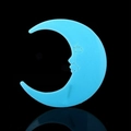 Luminous blue crescent moon wall sticker with embossed profile face on black background - Moon/1 Piece Pack / 8cm/Glow / Blue