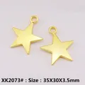 Golden matte alloy five-point star pendant charms for DIY jewelry 35x30mm - XK2073# Gold
