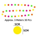 Guirnalda de papel colorida 3m con 30 círculos de neón para decoración de fiesta - Círculo de 3m (30 Piezas) / 5CM de diámetro