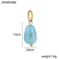 Teardrop blue natural stone pendant with gold ring showing 1.6cm height and 0.8cm width - Amazonite Color