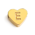 Golden heart-shaped stainless steel charm bead with letter E engraving for DIY jewelry - Letter E (Gold)