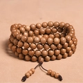 8mm natural Indonesian sandalwood 108 beads wrap bracelet with traditional knots - Imitation Sandalwood 8mm*108 Beads [Standard]