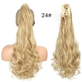 Macro view of 24# golden blonde long wavy ponytail extension with durable claw clip - Natural Blonde