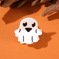 Cute white ghost hair claw clip with black face details for Halloween hairstyles - Ghost