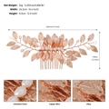 Elegante pettine da sposa in oro rosa con perle e foglie per acconciature da sposa - Oro rosa