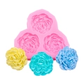 Pink carnation silicone mold for DIY fondant cake and chocolate flower shapes - 3-Cavity Carnation (15-102)