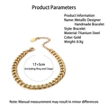 18K gold plated titanium steel Cuban chain bracelet with adjustable lobster clasp - Classic Gold Cuban Chain/SB21012334G