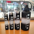 Set of four black and white gradient matte water bottles in 300ml to 2000ml sizes - 2000+900+600+300ml / Black 2262 Style
