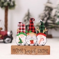 Wooden Christmas gnome decor with 'HOME Sweet GNOME' text on a rustic timber base - HOME Sweet GNOME Gnome Trio