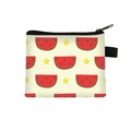 Canvas watermelon fruit print coin purse with black zipper and star pattern detail - Watermelon Star