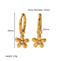 18k gold plated stainless steel flower hoop earrings with sparkling central zircon - Flower Zirconia Style (TE6384-WT) / 18K Gold / Gold