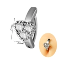 Piercing ombelico a cuore in acciaio inox argento con zirconi e dimensioni - 1.6x10mm / Stile Cuore con Zirconia
