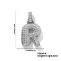 Collana hip hop in rame con ciondolo a lettera R e brillanti zirconi cubici in argento - Pendaglio argento lettera R